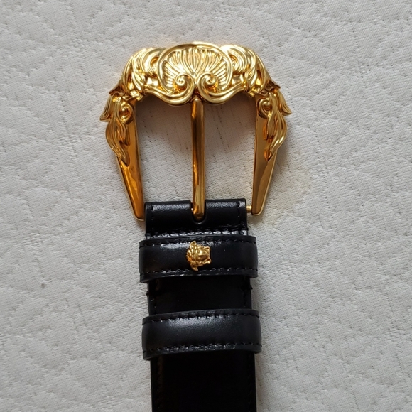 Versace Accessories - Versace First Line Baroque Buckle Leather Belt